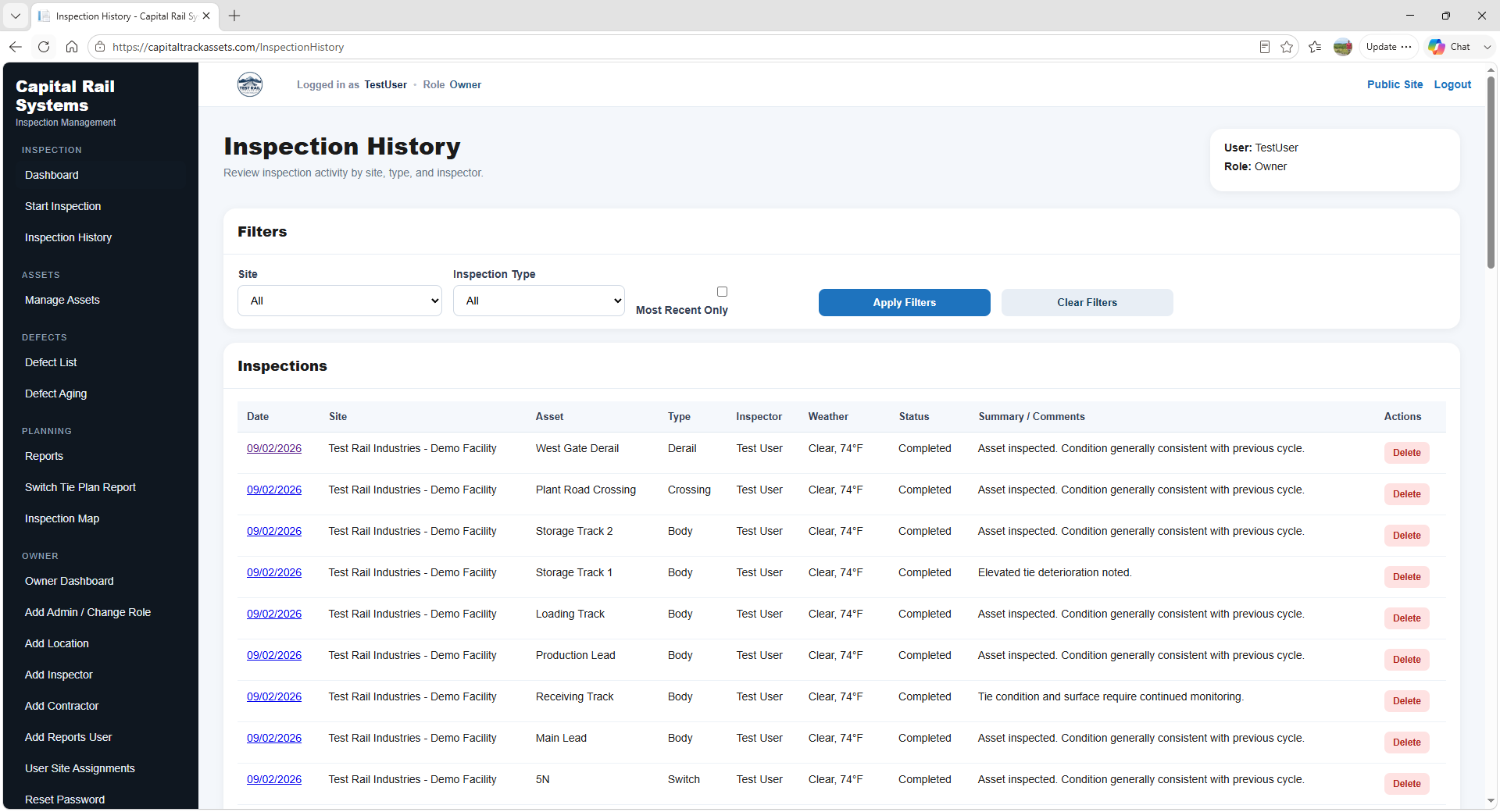 Inspection History