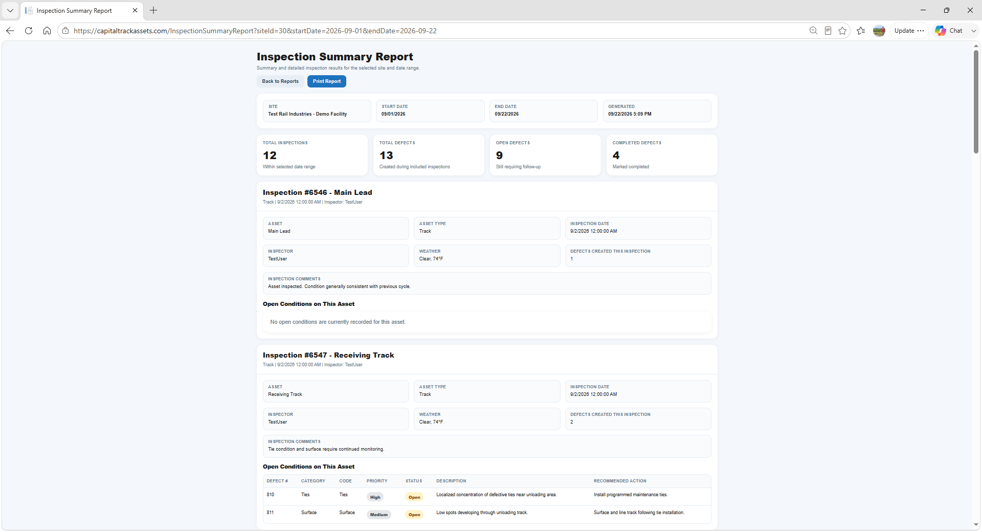 Inspection Summary